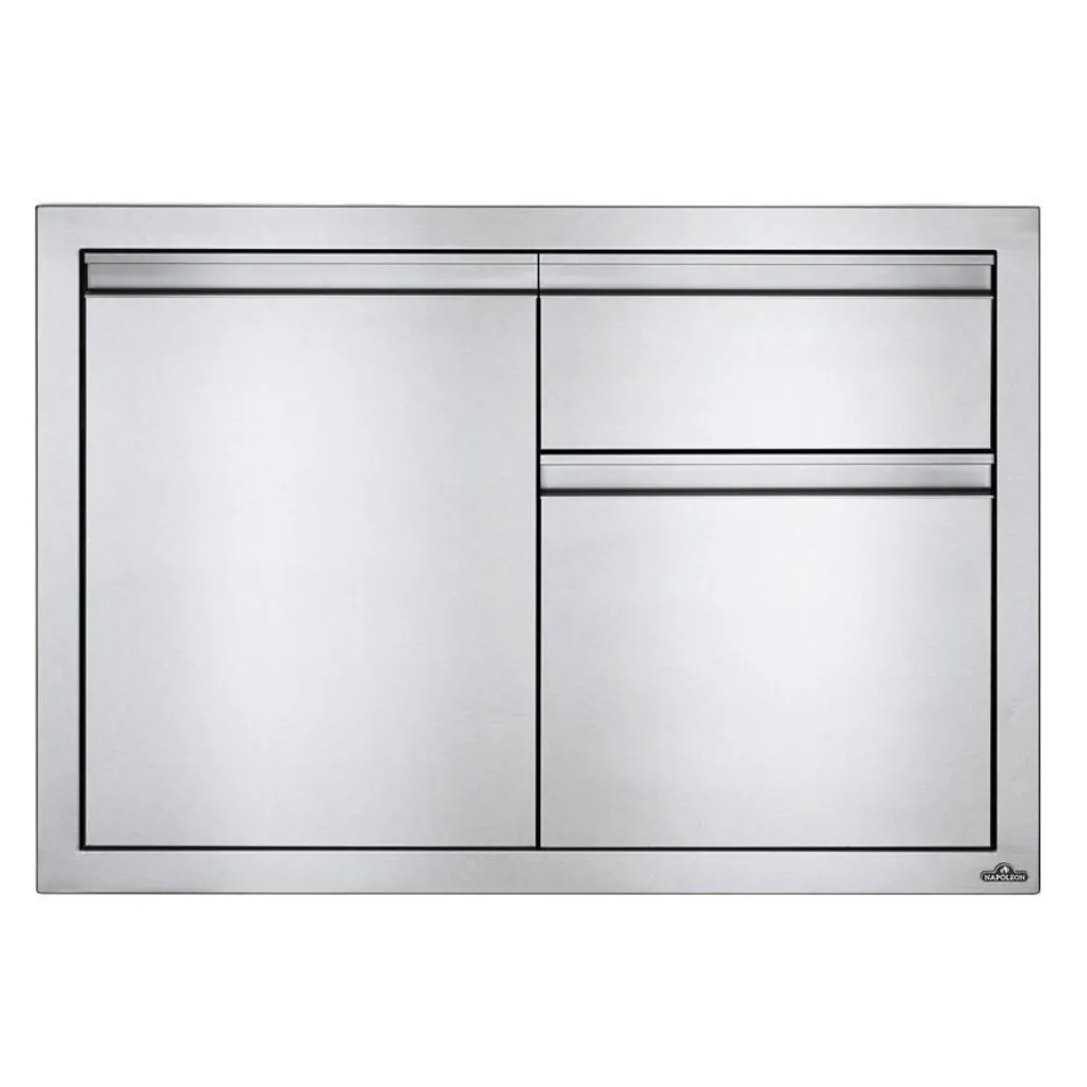 Встраиваемый элемент с выдвижным ящиком, отсеком для мусора и отсеком с дверью Napoleon, малый 91 х 61 см - BI-3624-1D1W