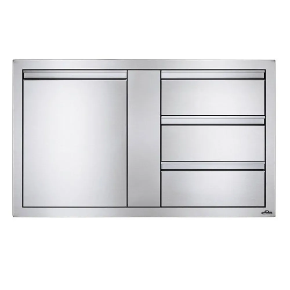 Встраиваемый элемент с 3-мя выдвижными ящиками и отсеком с дверью Napoleon, большой 107 х 61 см - BI-4224-1D3DR