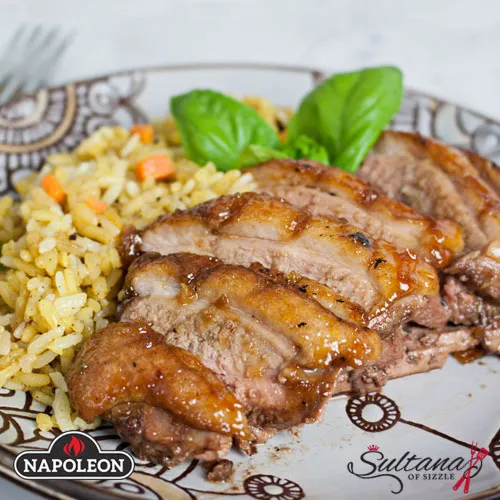 Качка в глазурі з пряним смаженим рисом